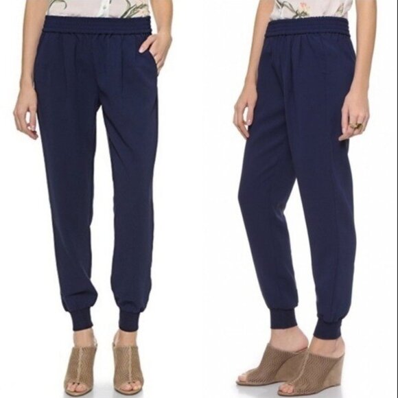 Joie Mariner Navy Blue Pull On Relaxed Crepe Jogger Pants Size S - Picture 1 of 7